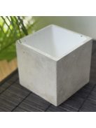 Beton kaspó - kocka, fehér belsővel
