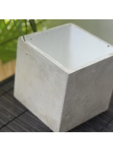Beton kaspó - kocka, fehér belsővel
