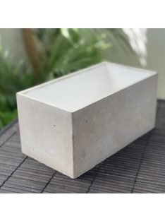 Beton kaspó - téglatest, fehér belsővel