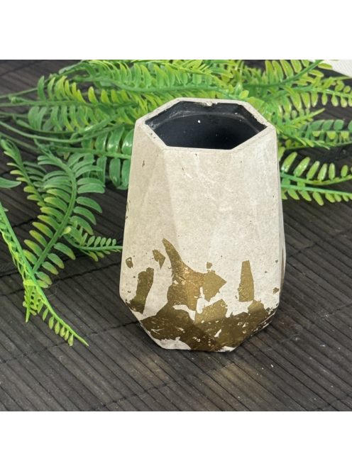 Aranyfóliázott tároló - poligon, fekete belsővel