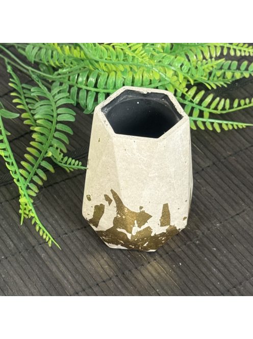 Aranyfóliázott tároló - poligon, fekete belsővel