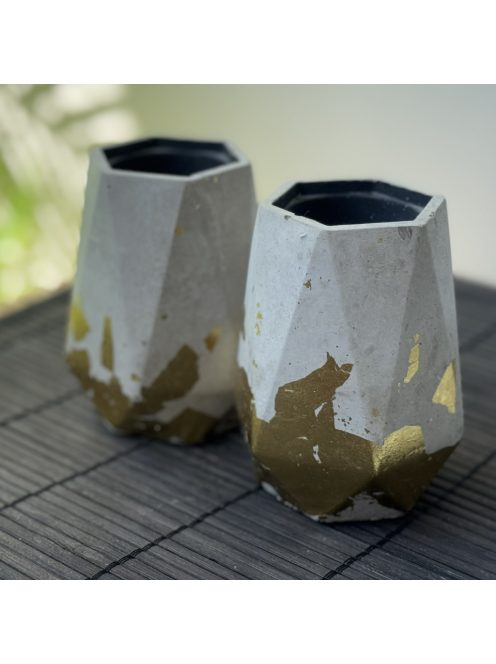 Aranyfóliázott tároló - 2db poligon, fekete belsővel