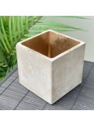 Beton kaspó - kocka, aranyozott belsővel