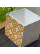 Narancs Csempemintás Beton kaspó 2 - kocka, 2 oldalán mintázott, fehér belsővel