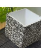 Közel-keleti mintás beton kaspó - kocka, 4 oldalán mintázott