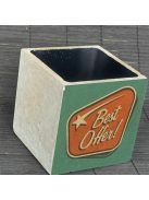 "Best Offer" - kocka, 2 oldalán mintázott beton tároló/ evőeszköztartó, fekete belsővel