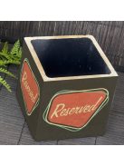 "Reserved" kaspó - kocka, 4 oldalán mintázott beton tároló/ evőeszköztartó, fekete belsővel