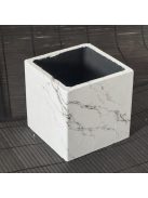 Márványmintás kaspó - kocka, fekete belsővel