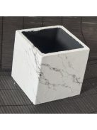 Márványmintás kaspó - kocka, fekete belsővel