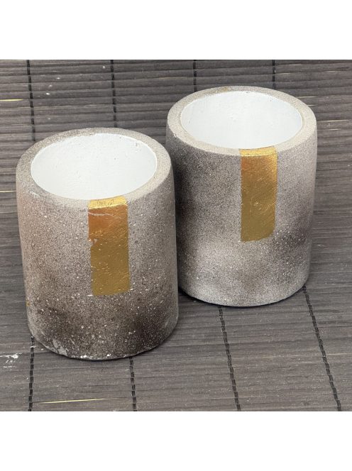2 db Henger tároló - "smokey" beton, fehér belsővel, aranyozott csíkkal