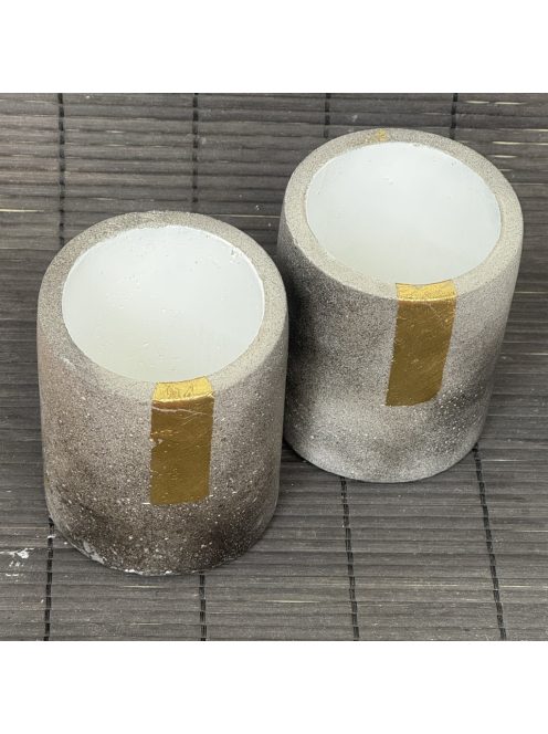 2 db Henger tároló - "smokey" beton, fehér belsővel, aranyozott csíkkal