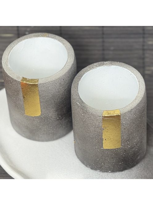 2 db Henger tároló - "smokey" beton, fehér belsővel, aranyozott csíkkal