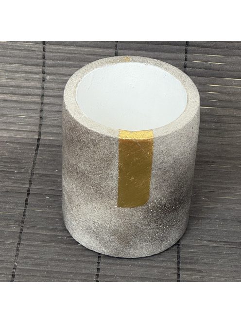 2 db Henger tároló - "smokey" beton, fehér belsővel, aranyozott csíkkal