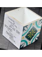 Idézetes, kék csempemintás kaspó - kocka, fehér belsővel v14 - Zsoltárok 34:9