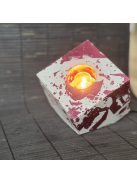 E14 kocka, sarkán döntött lámpa - natúr beton, rosegold  fóliával