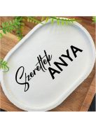 Szeretlek Anya - fehér, ovális, kicsi dekor tányér