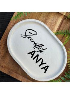 Szeretlek Anya - fehér, ovális, kicsi dekor tányér