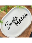 Szeretlek Mama - fehér, ovális, kicsi dekor tányér