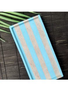   Égszínkék, retro csíkos, téglalap alapú tálca, alacsony peremmel