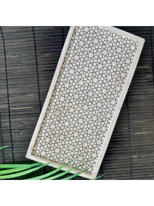 Közel-keleti mintás, téglalap alapú tálca, alacsony peremmel