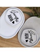 Szeretlek Anya, Szeretlek Apa - 4db-os dekor tálca csomag, beton és fehér színben