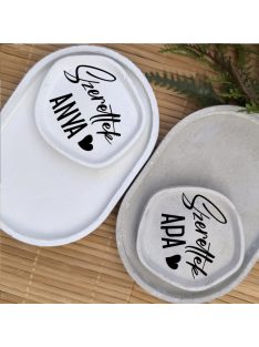   Szeretlek Anya, Szeretlek Apa - 4db-os dekor tálca csomag, beton és fehér színben