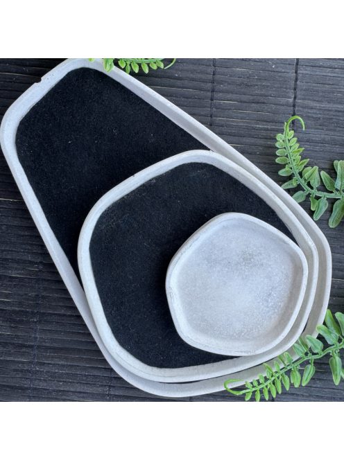 3 db-os tálca szett - natúr beton és fekete színben