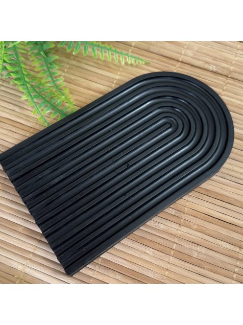 Texturált fekete tálca - szögletes és ovál végekkel, nagy - fehér színben