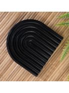 Texturált fekete tálca - szögletes és ovál végekkel, kicsi - fehér színben