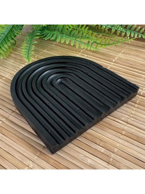 Texturált fekete tálca - szögletes és ovál végekkel, kicsi - fehér színben