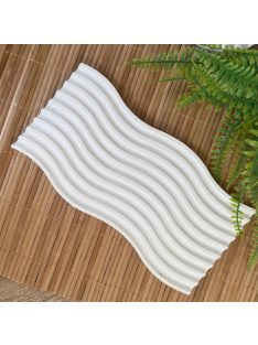 Texturált fehér tálca - hullámos alappal - fehér