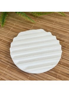 Texturált fehér tálca - kör alapú, kicsi - fehér