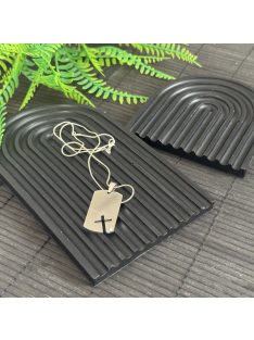   Texturált fekete tálca - szögletes és ovál végekkel - 2 db, fekete színben