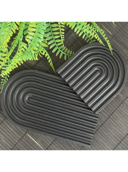 Texturált fekete tálca - szögletes és ovál végekkel - 2 db, fekete színben