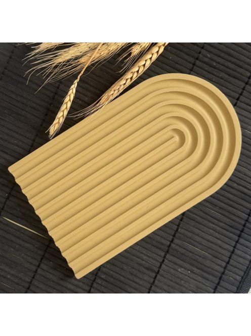 Texturált bézs tálca - szögletes és ovál végekkel - bézs színben