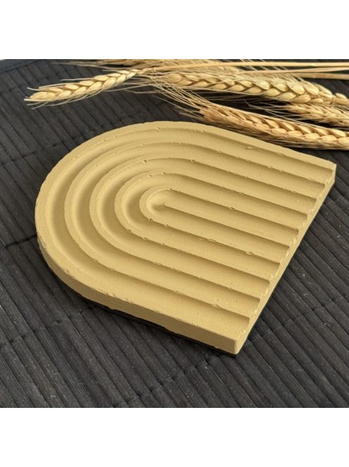 Texturált bézs tálca - szögletes és ovál végekkel, kicsi - bézs színben