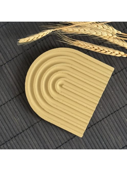 Texturált bézs tálca - szögletes és ovál végekkel, kicsi - bézs színben