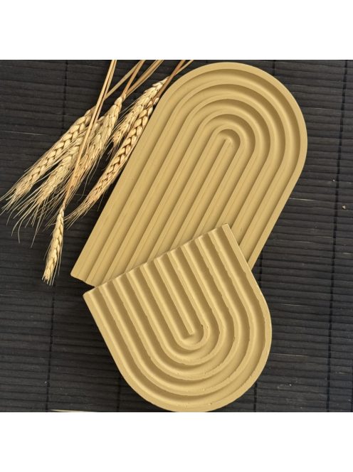 Texturált bézs tálca - szögletes és ovál végekkel - 2 db, bézs színben