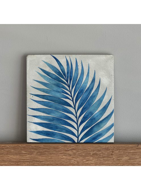 Kék pálmalevél - felakasztható betonkép