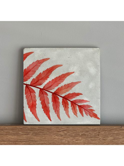 Piros páfránylevél - felakasztható betonkép