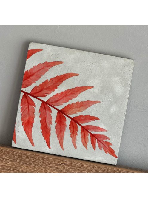 Piros páfránylevél - felakasztható betonkép