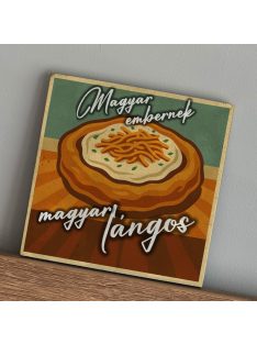 Retro food tábla - lángos - felakasztható betonkép