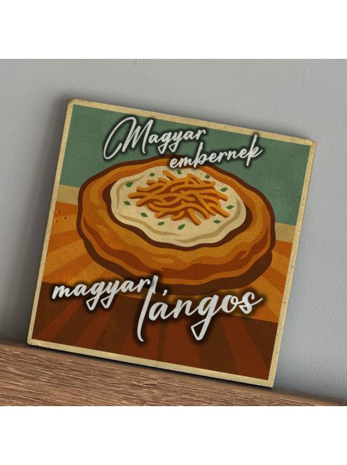 Retro food tábla - lángos - felakasztható betonkép
